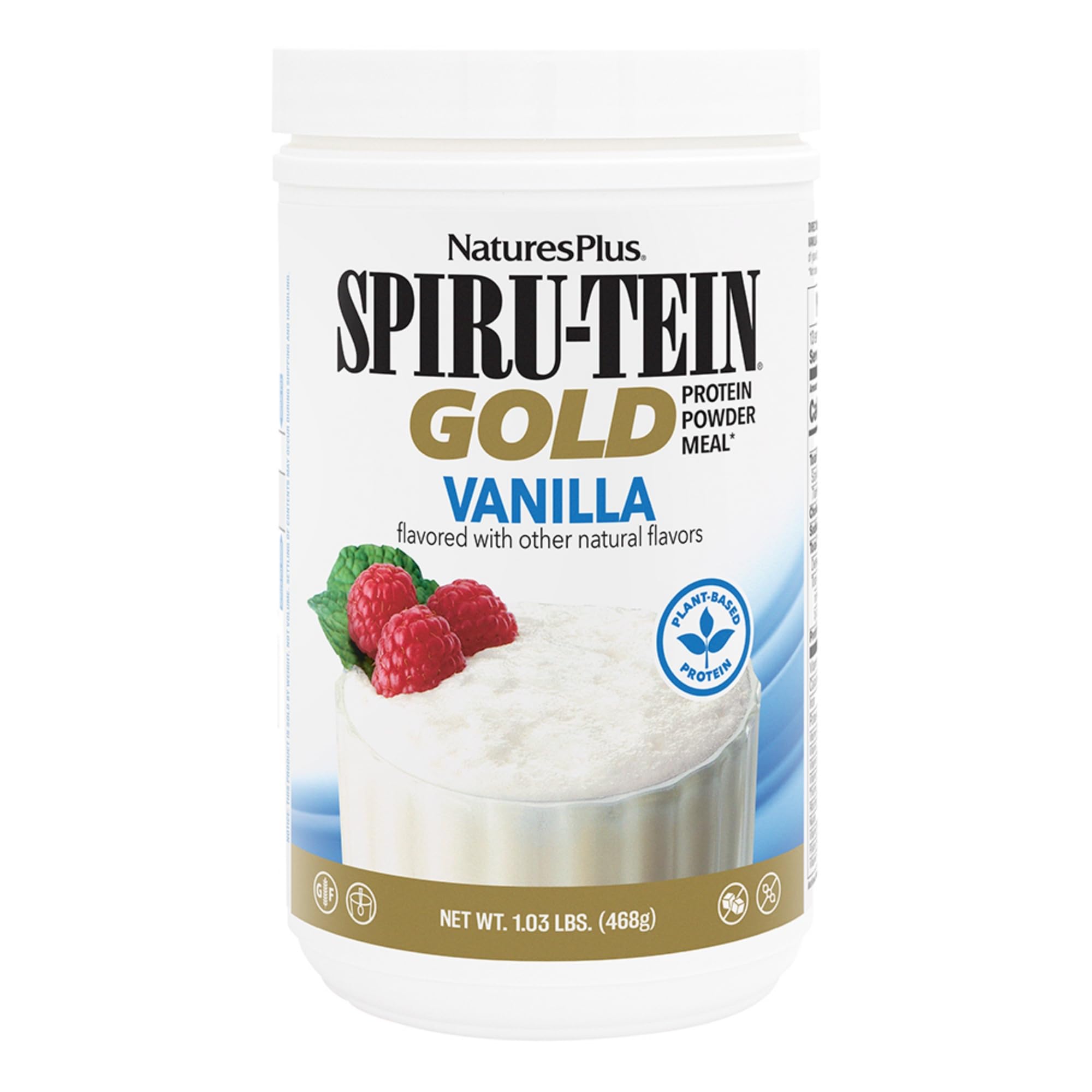 NaturesPlus SPIRU-TEIN GOLD, Vanilla - 1.03 lb - Plant-Based Protein Powder - Vitamins & Minerals for Energy - Vegetarian, Gluten Free - 13 Servings NaturesPlus buy supplements canada