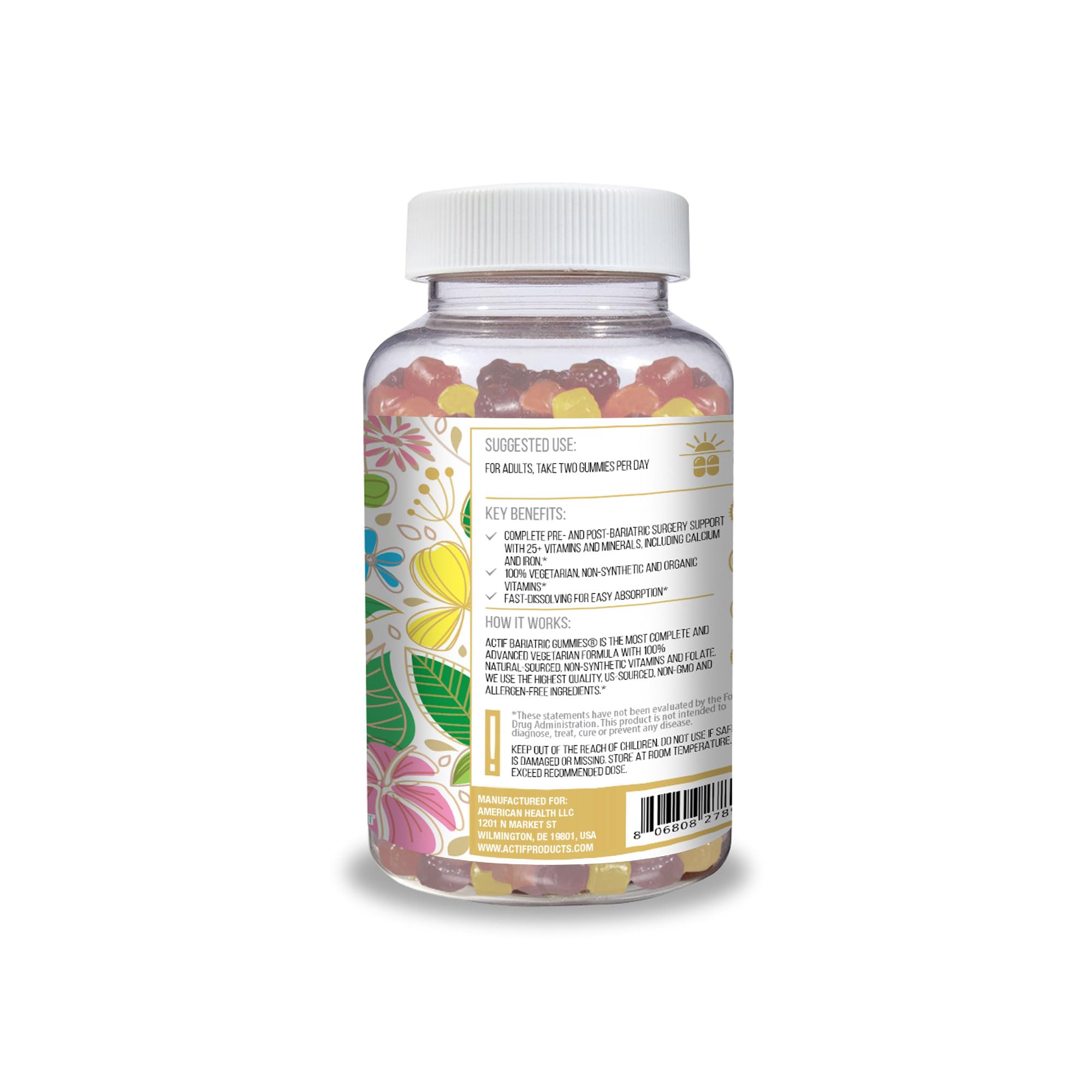 ACTIF Organic Bariatric Gummies with 25+ Organic Vitamins and Minerals for Bariatric Surgery Gastric Bypass Surgery, Advanced Formula - 90 Count ACTIF buy supplements canada