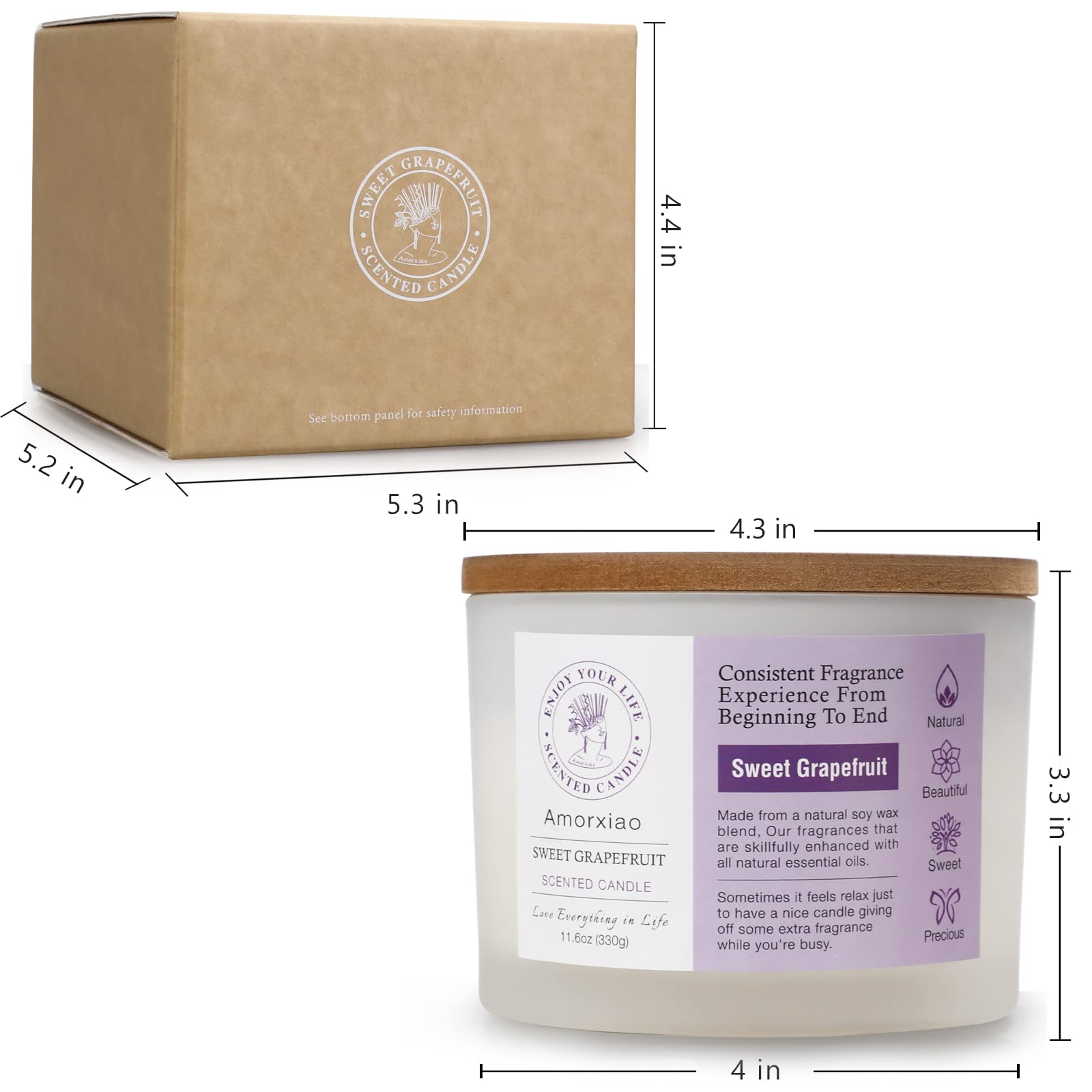 3 Pack Candles for Home Scented, 34.8 oz 240 Hour Long Lasting Candles Set, Grapefruit &Lavender ROSIANS buy supplements canada
