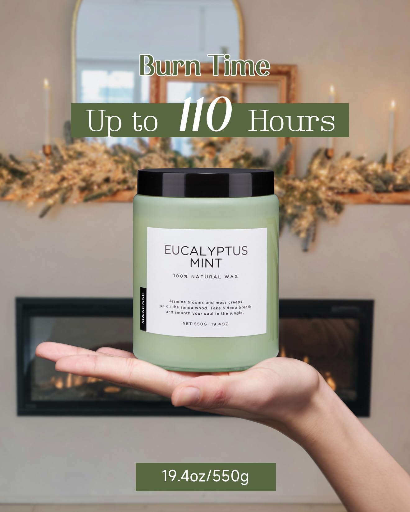 M&SENSE Eucalyptus Mint Candles for Home Scented, 19.4oz 110 Hours Burn Soy Aromatherapy M&SENSE buy supplements canada