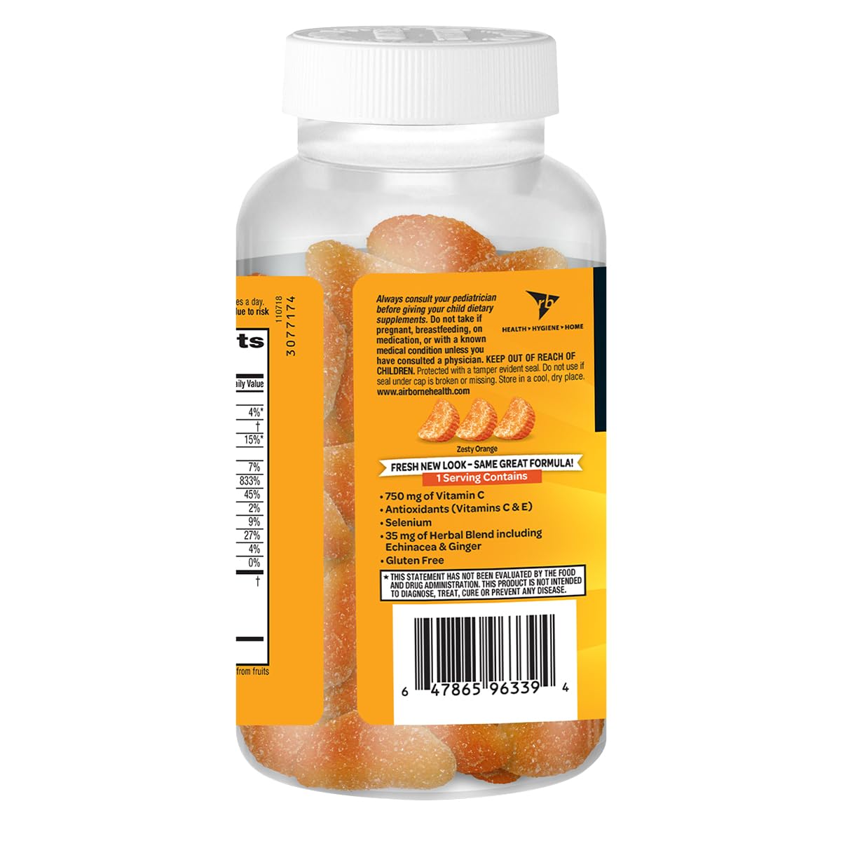 Airborne 750mg Vitamin C Immune Support Supplement Gummies for Adults, Zesty Orange Flavor, Gluten Free Crafted Blend with Powerful Antioxidants Vitamins A C & E, 63 Gummies (3 Pack) Airborne buy supplements canada