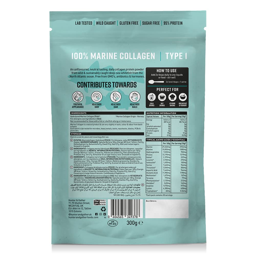 Hunter & Gather Marine Collagen Powder 300g | Pure Unflavoured Premium Hydrolysed Wild Caught Marine Collagen Hunter & Gather buy supplements canada