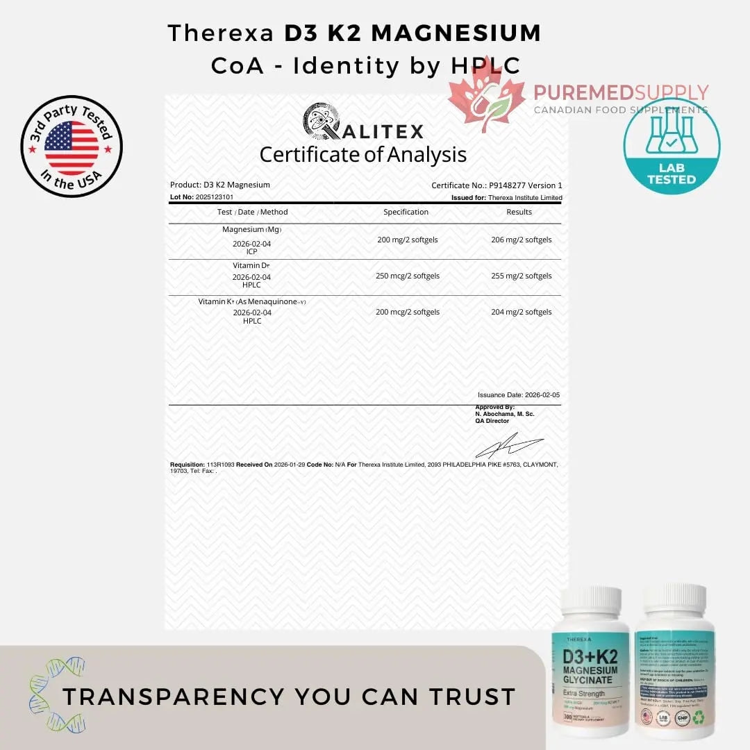 THEREXA Vitamin D3 K2 Magnesium Supplement - Extra Strength with 10000 IU Vitamin D3, Magnesium Glycinate and 200 mcg K2 MK-7 Vitamin Supplements Complex, for Women & Men - 300 Softgels THEREXA buy supplements canada