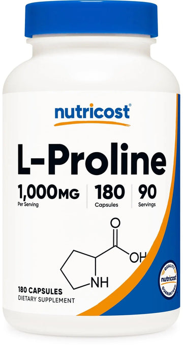 Nutricost L-Proline 1000mg, 180 Capsules (90 Servings) - 500mg Per Cap, Non-GMO, Gluten Free Nutricost buy supplements canada