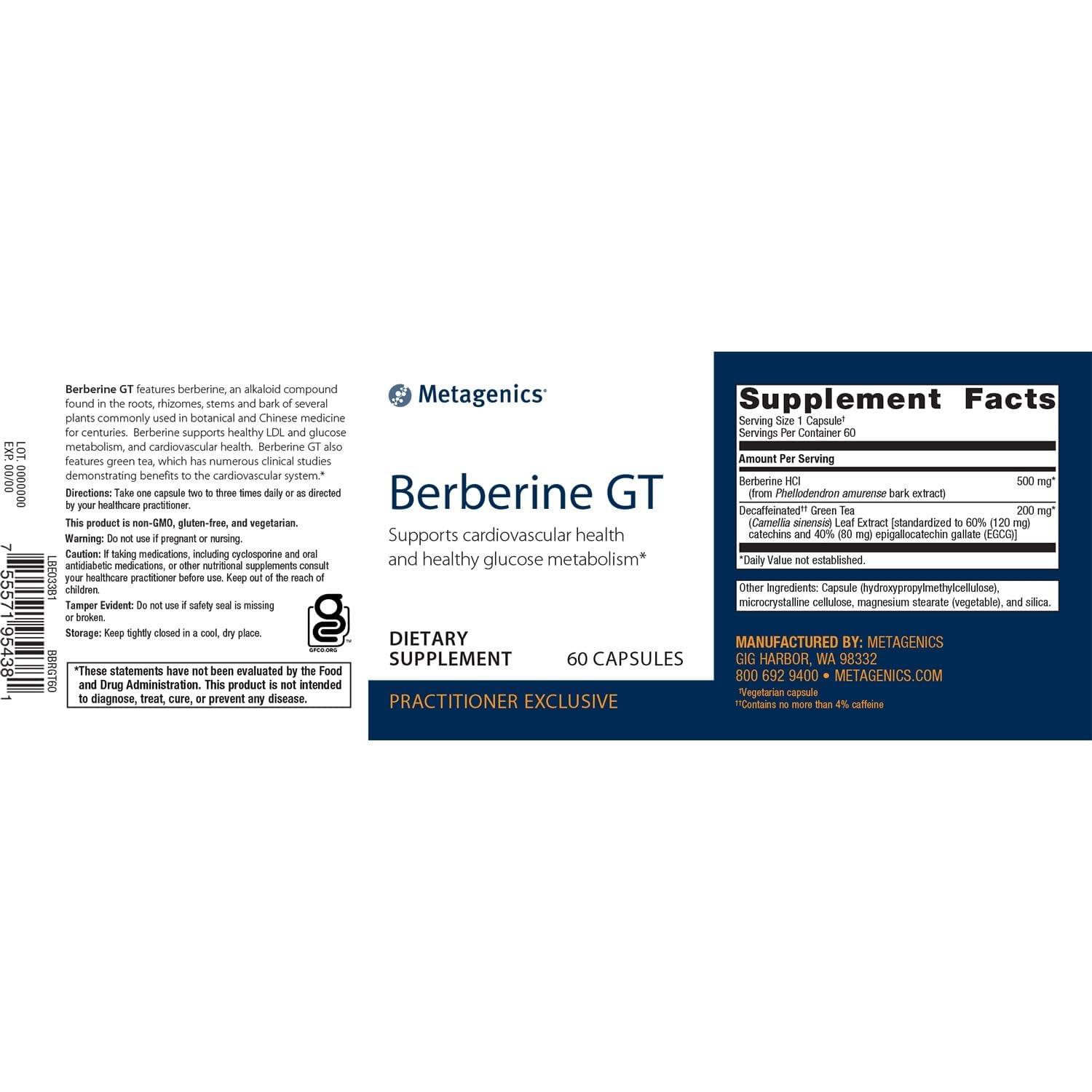 Metagenics Berberine GT - 500 mg Berberine HCl - Supports Heart Health & Carbohydrate Metagenics buy supplements canada