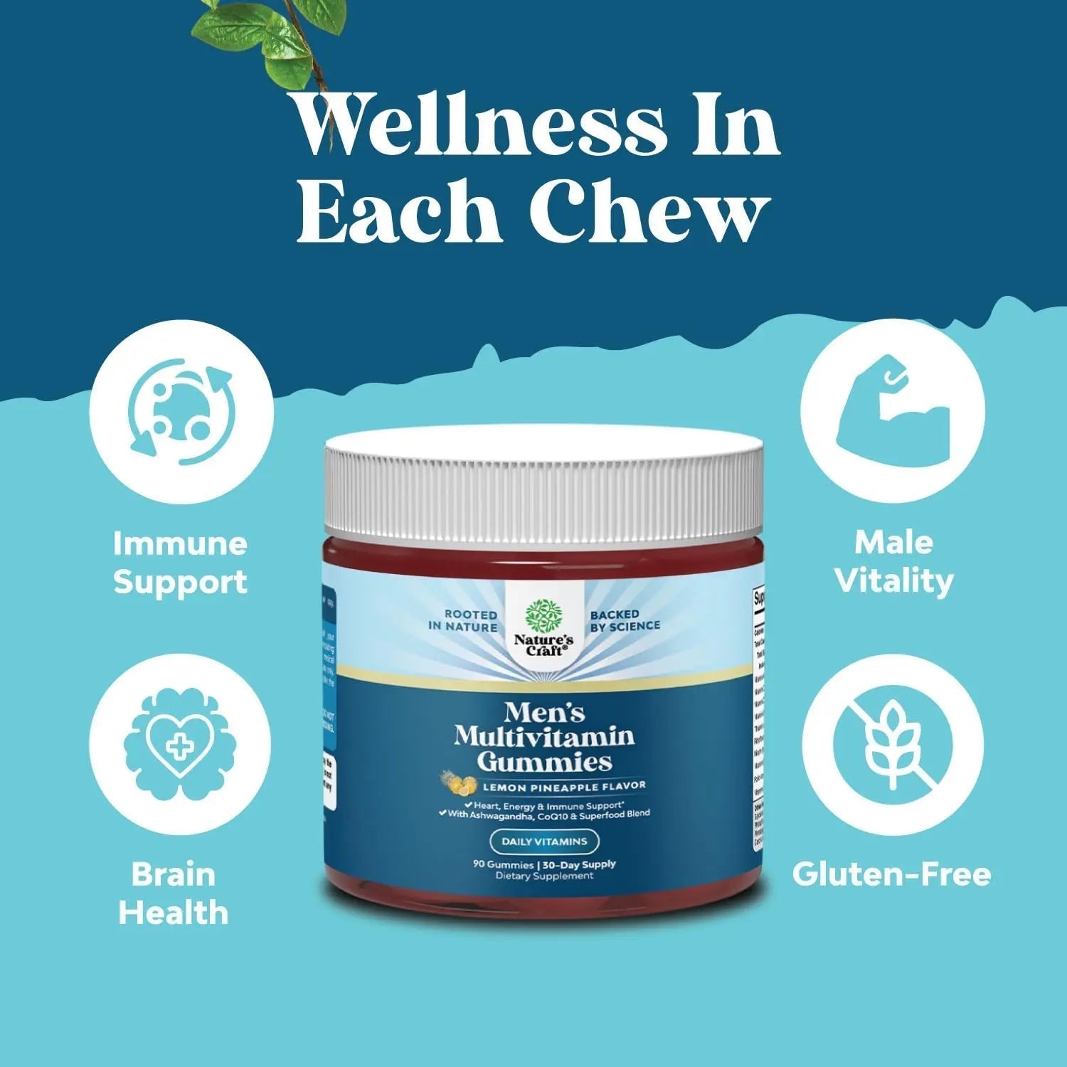 Natures Craft Men's Multivitamin Gummies with Superfood Complex - Daily Multivitamin for Men Gummies with CoQ10 and Ashwagandha Natures Craft buy supplements canada