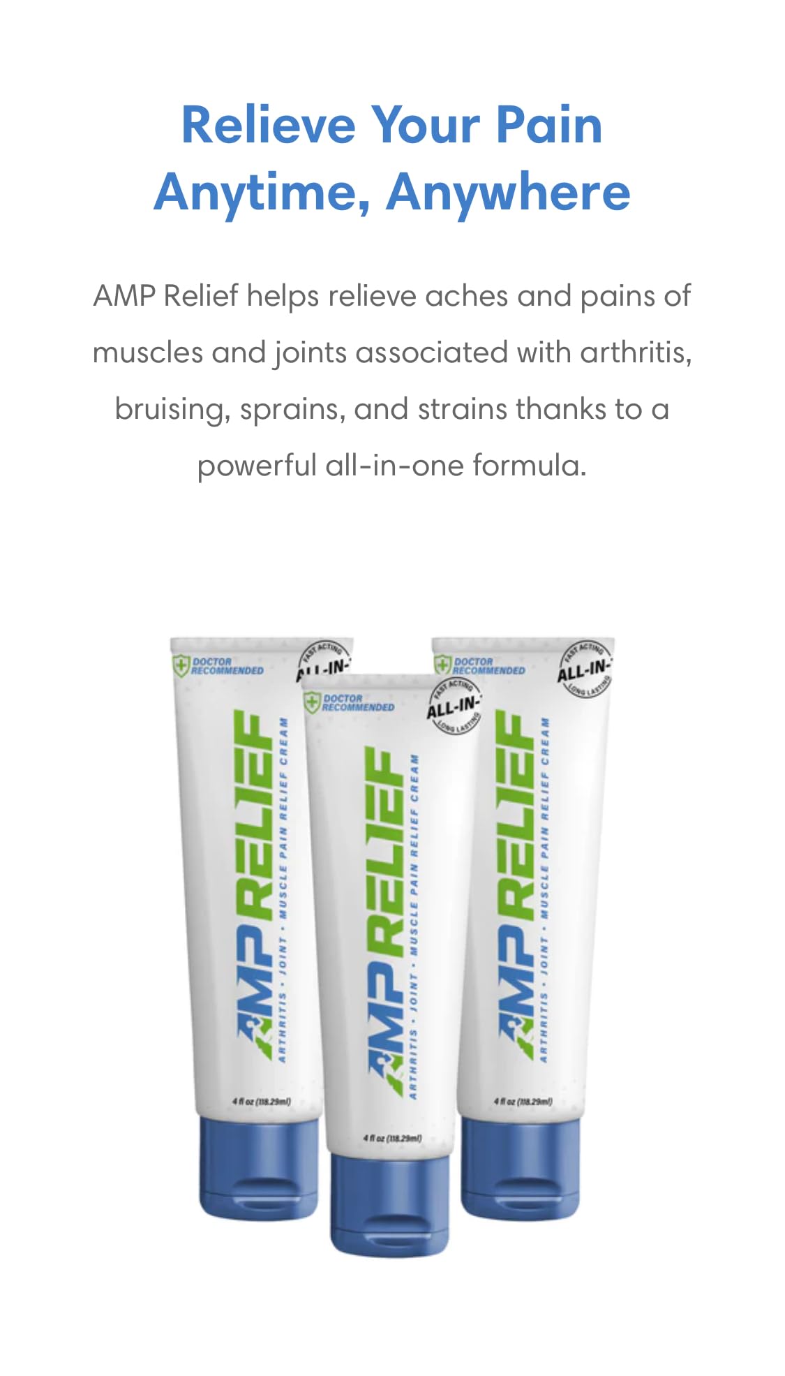 AMP RELIEF Cream - 4oz - All Natural Topical Pain Cream with Arnica, Boswellia, Eucalyptus and Menthol AMP RELIEF buy supplements canada