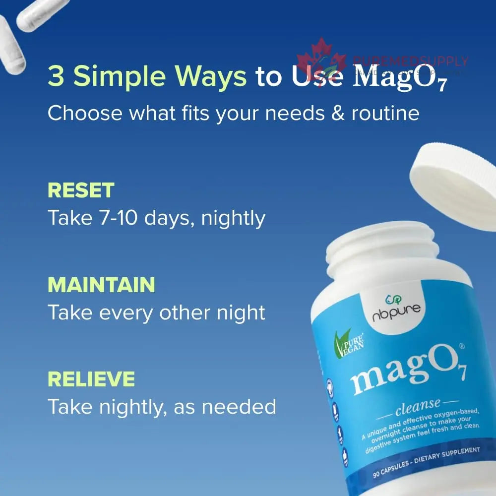nbpure MagO7 - Natural Colon Cleanse & Detox Powder - Occasional Constipation Relief, Stool Softener, & Bloating Support for Men & Women - Ozonated Magnesium Oxide, 150 Gram nbpure buy supplements canada