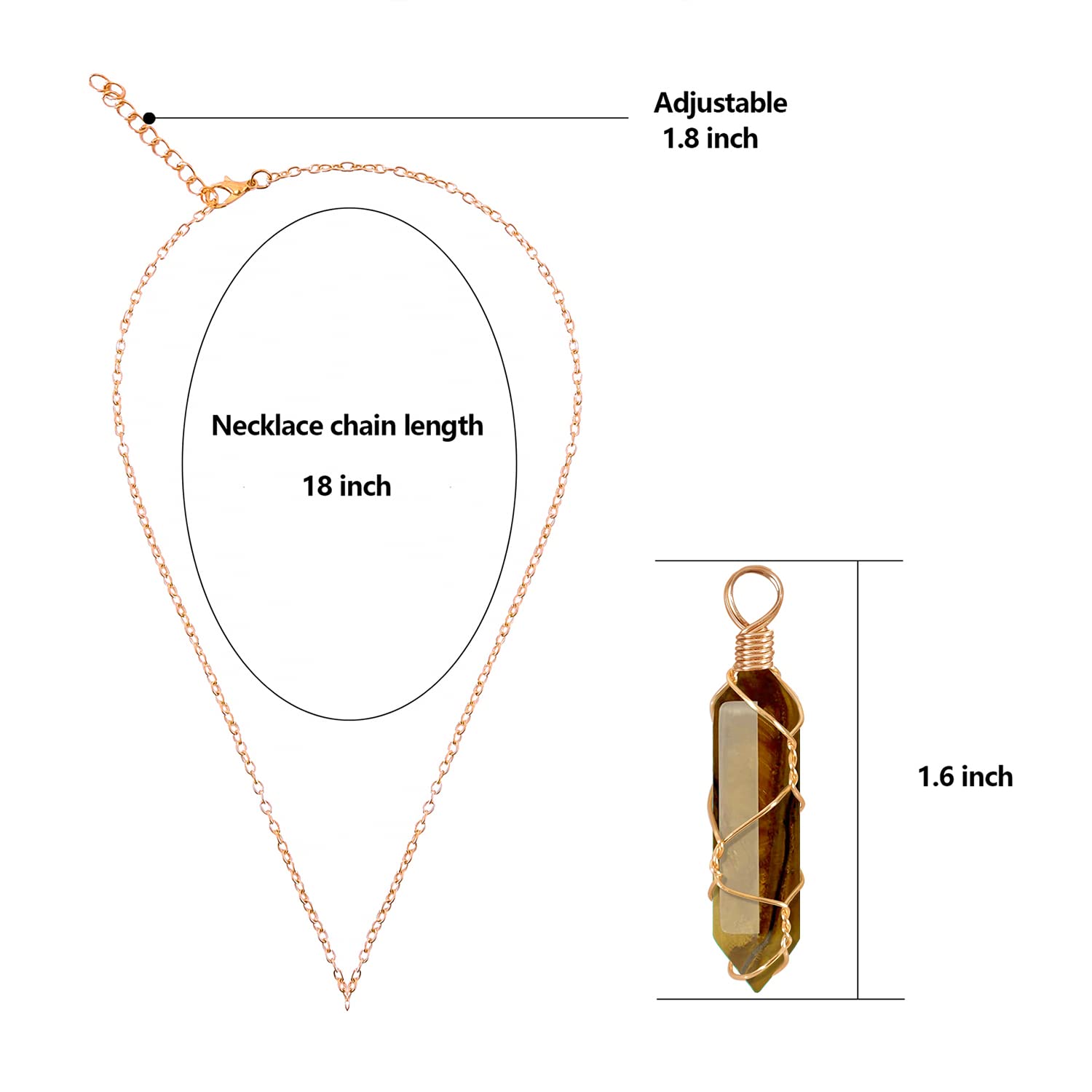 VIBILIA Healing Crystal Necklace Wire Wrapped Natural Tigerite Stone Point Pendant Necklace Hexagonal VIBILIA buy supplements canada
