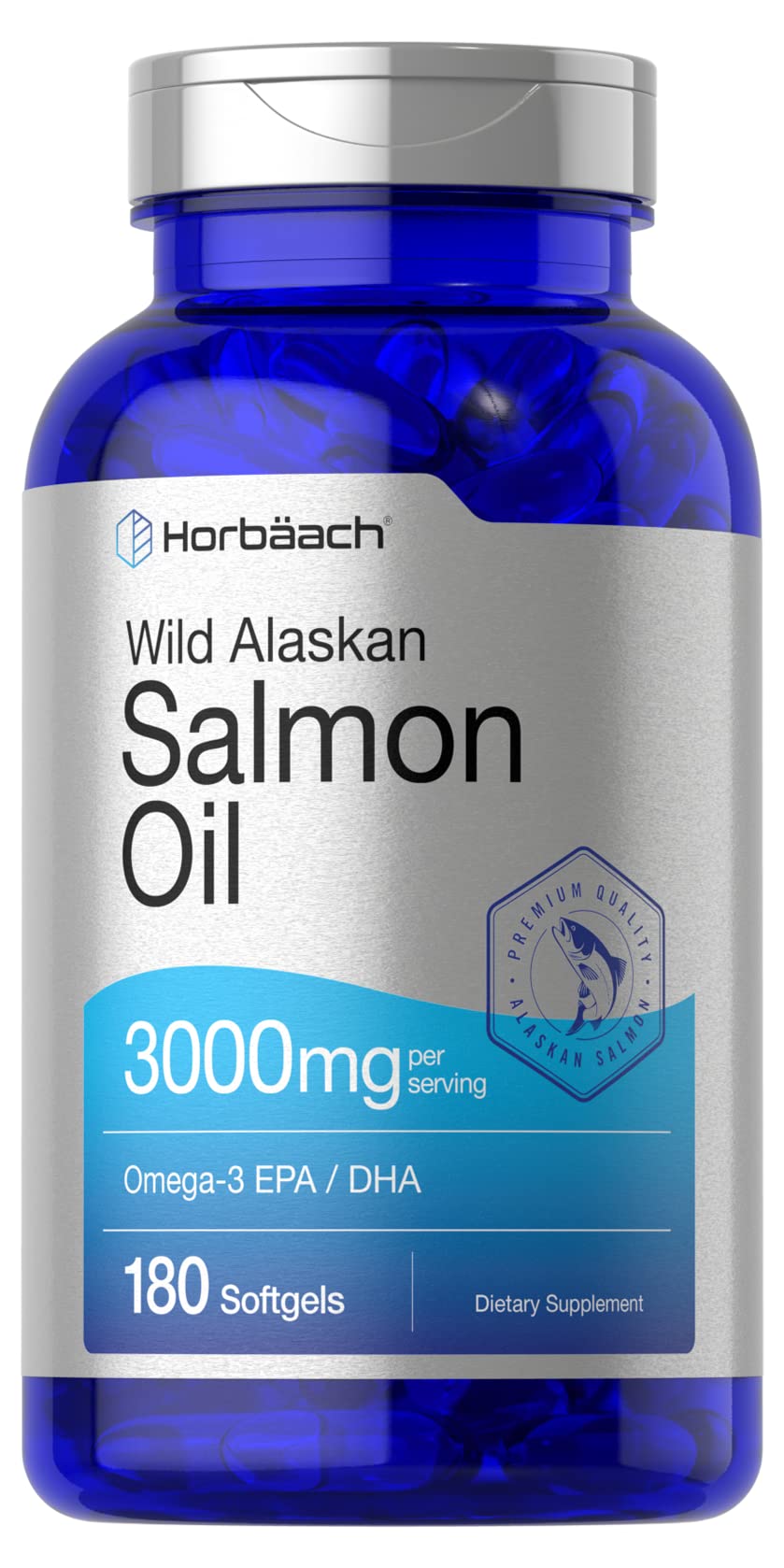 Wild Alaskan Salmon Fish Oil | 180 Softgel Capsules | Gluten Free, Non-GMO | High Potency Horbäach buy supplements canada