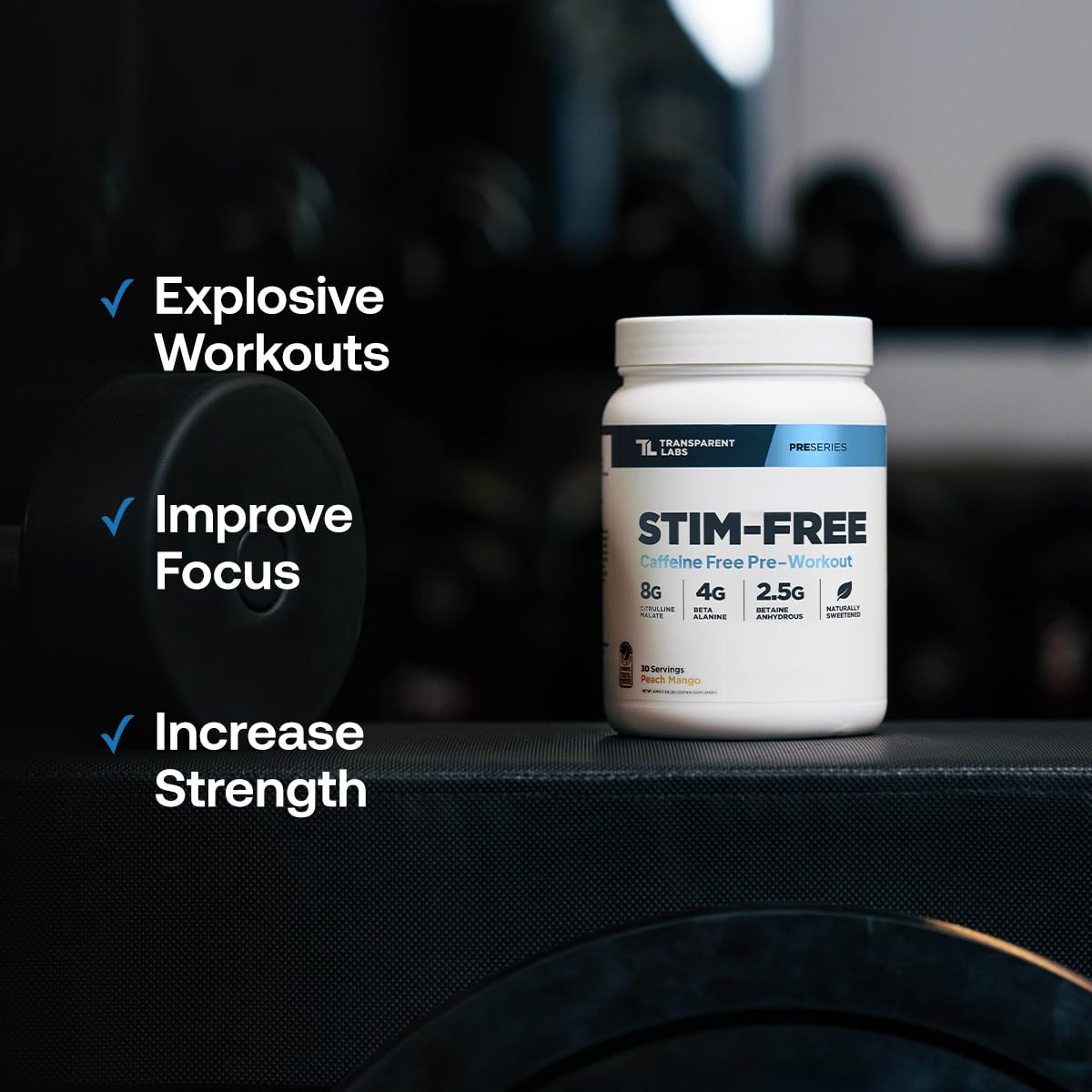 Transparent Labs Stim-Free Pre-Workout - Caffeine & Stim Free Pre Workout Powder for Men and Women with Beta Alanine Powder, Citrulline Malate, & elevATP - 30 Servings, Strawberry Lemonade Transparent Labs buy supplements canada