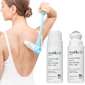 Workvie Lidocaine Pain Relief Roll On 2 Pack & Easy Reach Applicator Tool – Fast Acting Topical Lidocaine Maximum Strength with Arnica Montana & Aloe Vera for Muscles, Joints, Back, Neck & Feet Workvie buy supplements canada