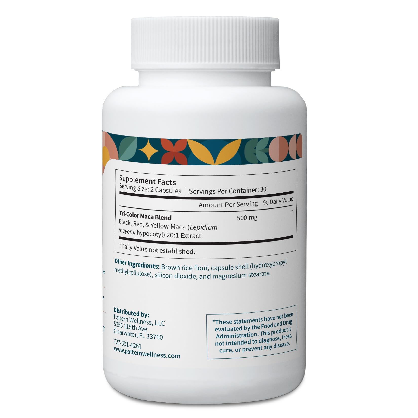 Pattern Wellness Maca Root Extract 20:1-500mg Per Serving – for Men & Women – Tri-Color Black/Red/Yellow Blend – 60 Vegan, Non-GMO Capsules Pattern Wellness buy supplements canada