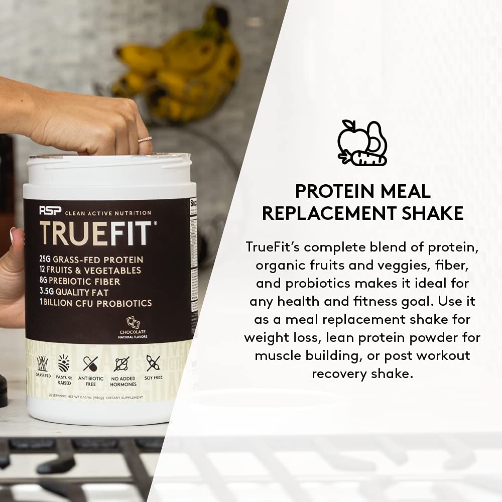 TrueFit Meal Replacement Shake Protein Powder, Grass Fed Whey + Organic Fruits RSP NUTRITION buy supplements canada