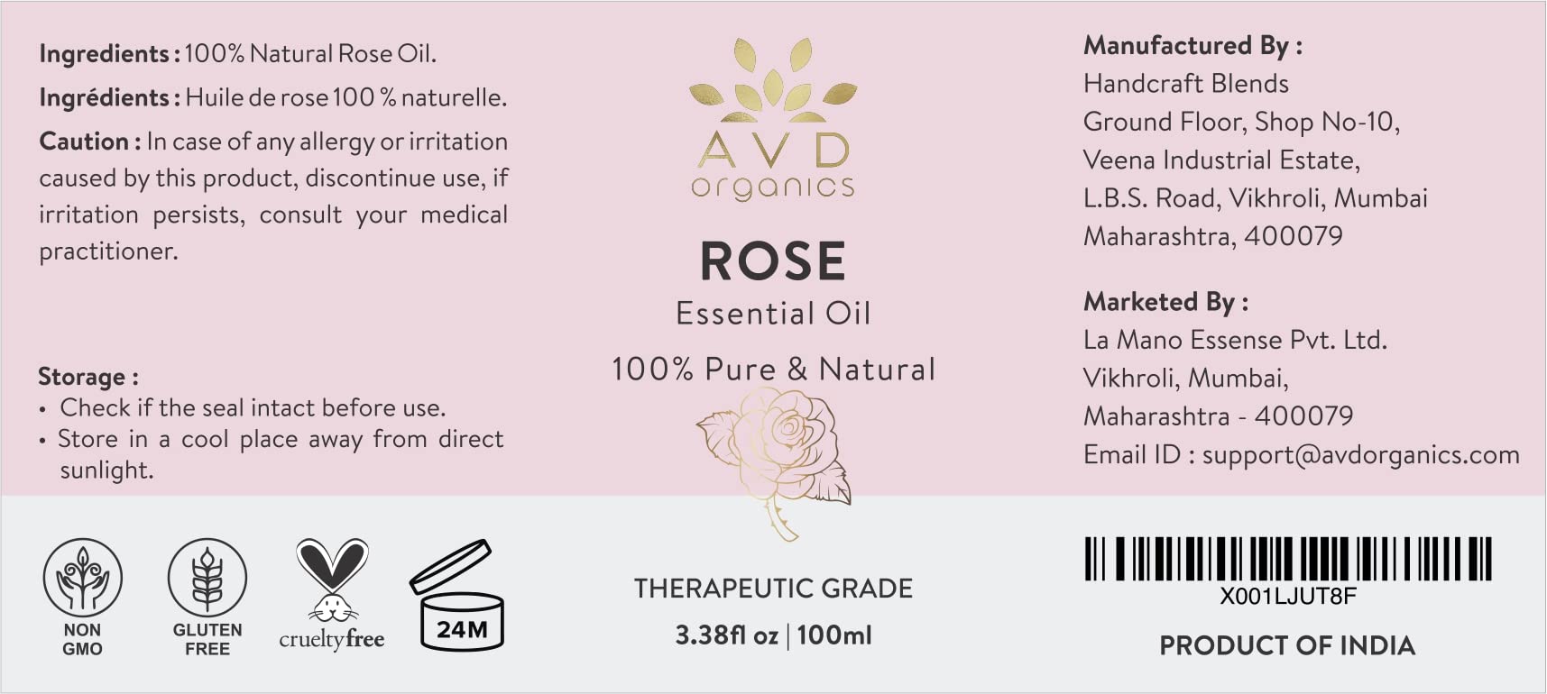 AVD Organics Rose Essential Oil for Diffuser - Premium Quality Therapeutic Grade Rose Oil AVD ORGANICS buy supplements canada