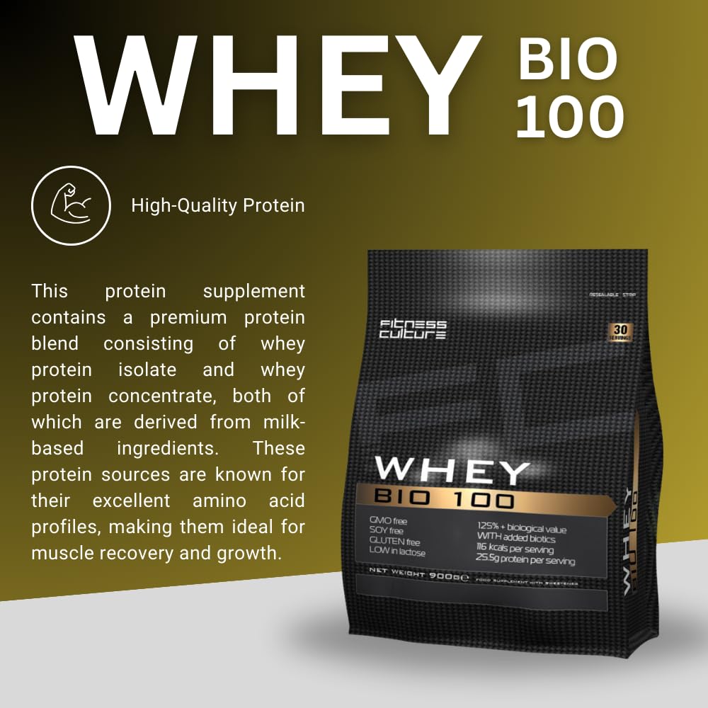 Fitness Culture Whey Bio 100 Whey Protein Powder with Pre and Pro Biotics Raspberry Flavour My Store buy supplements canada