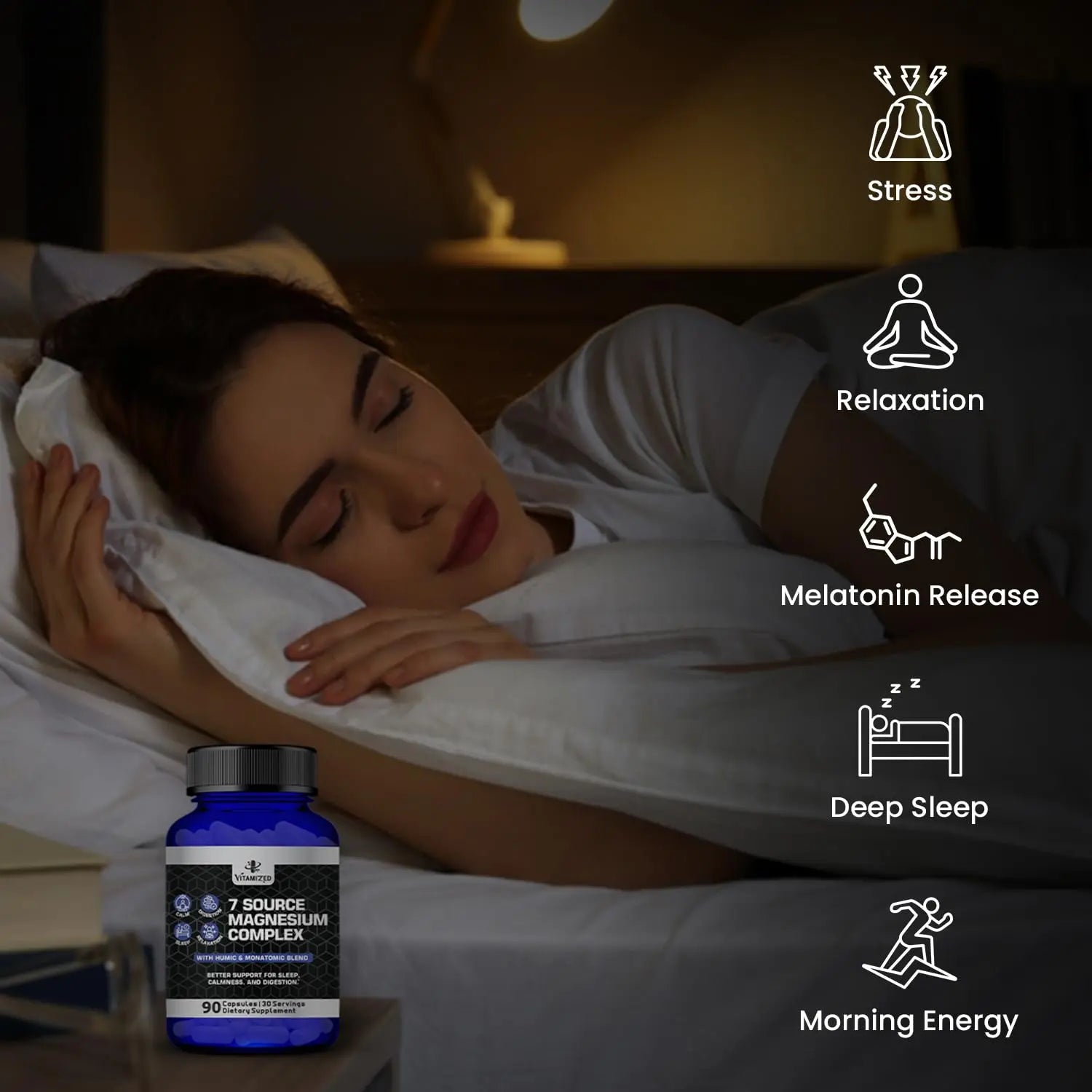 Magnesium Complex for Sleep, Relaxation, Digestion & Calm – Magnesium Glycinate, Citrate, Bisglycinate, Carbonate, Malate, Orotate, Taurate, + Humic/Fulvic for High Absorption - 90 ct. VITAMIZED buy supplements canada