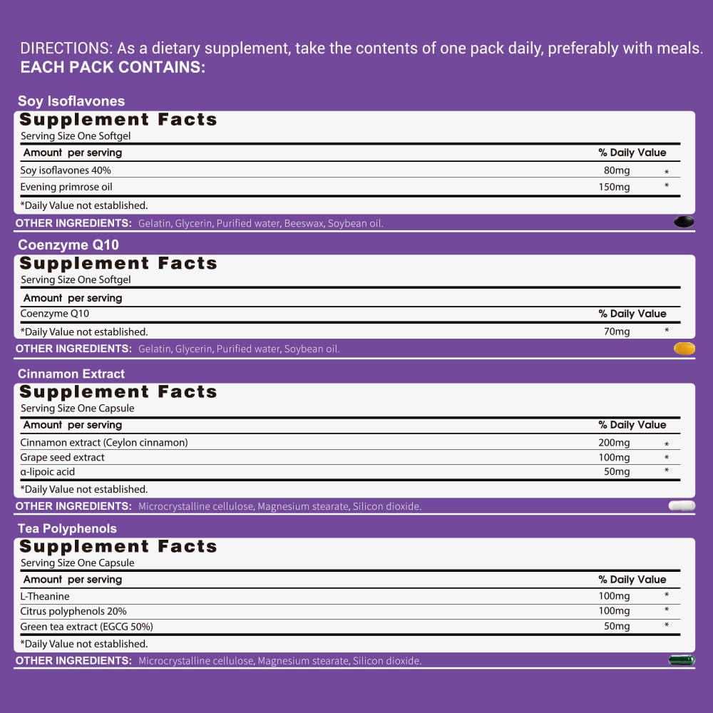 Natural Hormone Balance for Women, Menopause Supplements for Women with Evening Primrose Oil,CoQ10,Soy Isoflavones, Daily Pack Supports Peri+Menopause+Post, PMS,Metabolism,Mood,Energy 30Packs RevitaPlus buy supplements canada