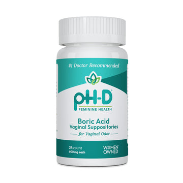 pH-D Feminine Health - 600 mg Boric Acid Suppositories - Woman Owned - for Vaginal Odor Use - 24 Count pH-D Feminine Health Support buy supplements canada