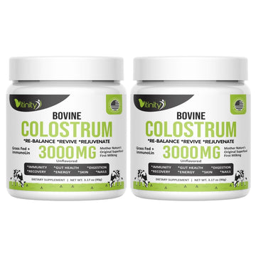 VITINITY Grass Fed Bovine Colostrum Powder for Humans 3000 mg - Natural IgG Colostrum Supplement Gut Health, Immune Support, Muscle Recovery, Wellness | Pure Colostrum Superfood,Unflavored 2 Pack VITINITY buy supplements canada