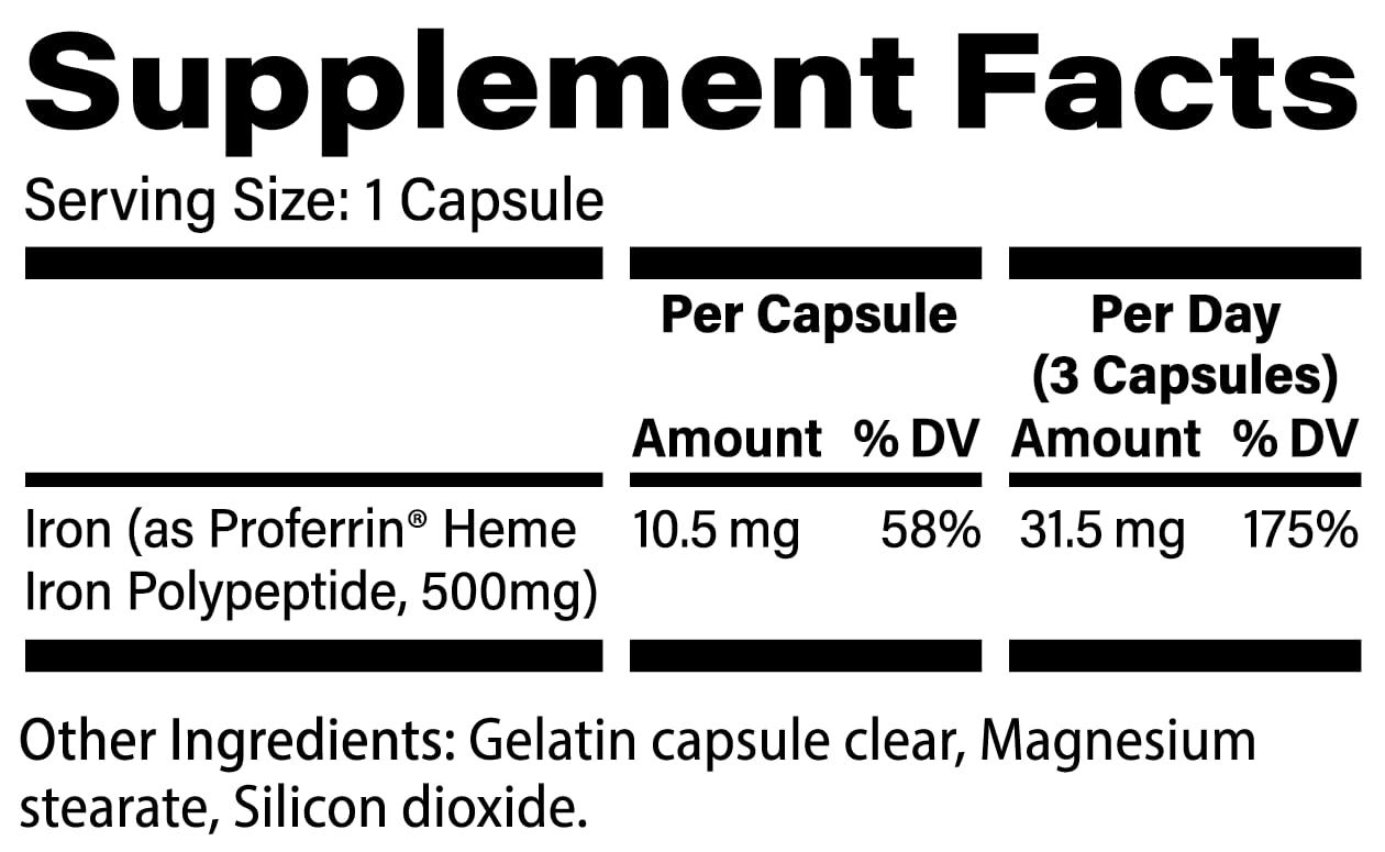 Proferrin Clear Heme Iron Supplement, 90 Capsules- Superior Absorption, Easy on The Gut, Natural, Made in The US Proferrin buy supplements canada
