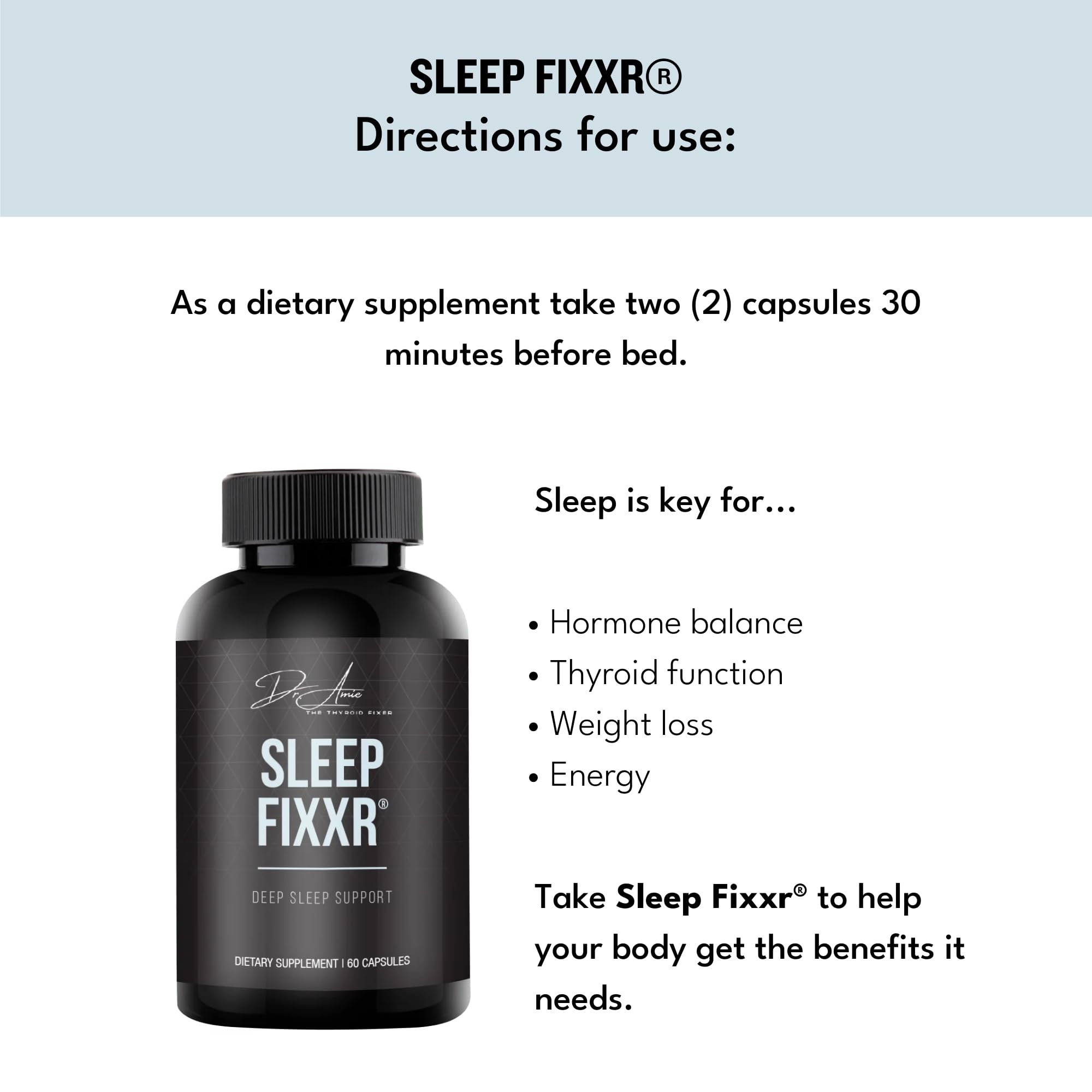 Fixxr Sleep Support by Dr. Amie | with Melatonin, Inositol, and Magnesium | 30 Day Supply, 60 Capsules Fixxr buy supplements canada
