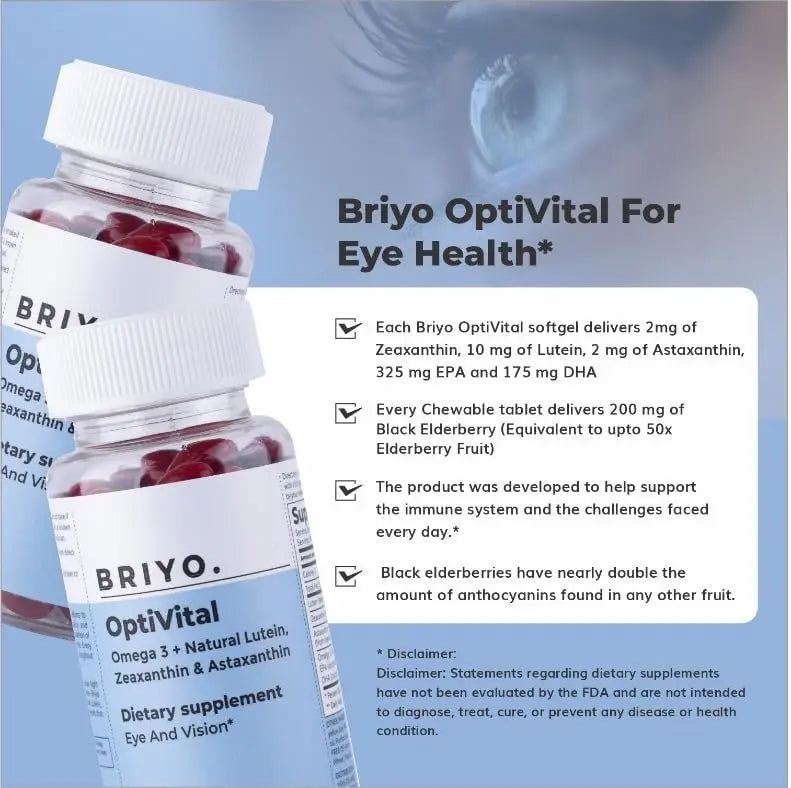 Briyo OptiVital Eye Health Supplement – Lutein, Zeaxanthin, Astaxanthin & Omega-3 from Natural Sources – Supports Vision Briyosis buy supplements canada