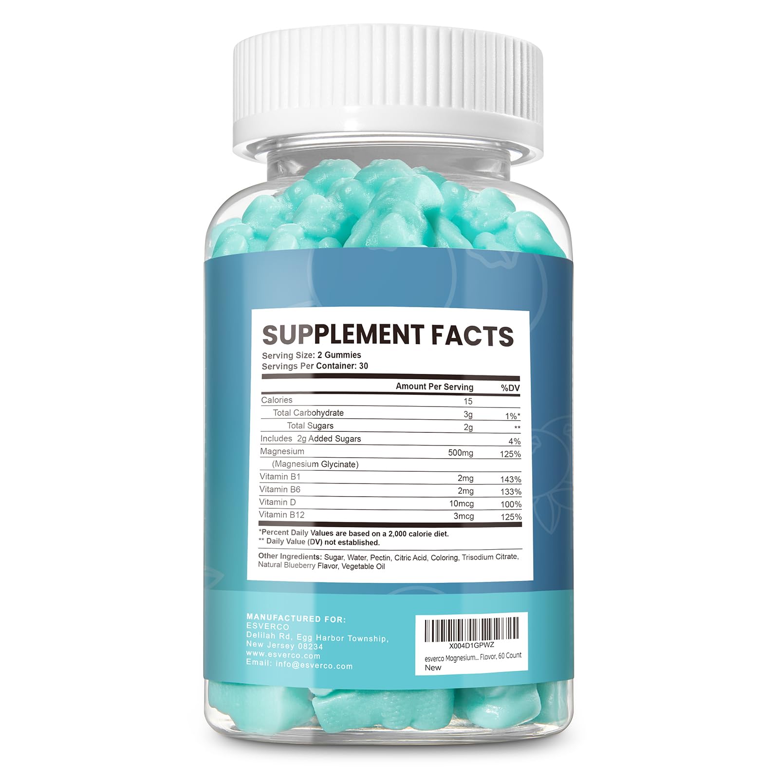 Esverco Magnesium Glycinate Gummies 500mg Sleep for Men & Women Vitamin C, Vegan Promotes Relaxation Muscle, Chewable Magnesium, No Melatonin, Non GMO, Natural Blueberry Flavor, 60 Count esverco buy supplements canada