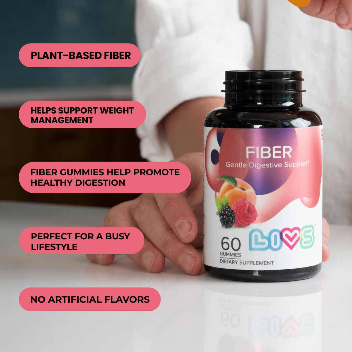 LIVS Fiber Gummies for Adults – Promote Digestive Support & Regularity | Gut Health & Smooth Digestion | Plant-Based Prebiotic | Non-GMO Fiber Supplement LIVS buy supplements canada