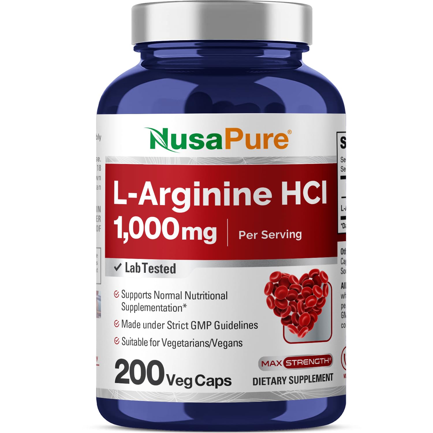 NusaPure L-Arginine 1000 mg 200 Veggie Capsules (Non-GMO, Vegetarian, Vegan) NusaPure buy supplements canada