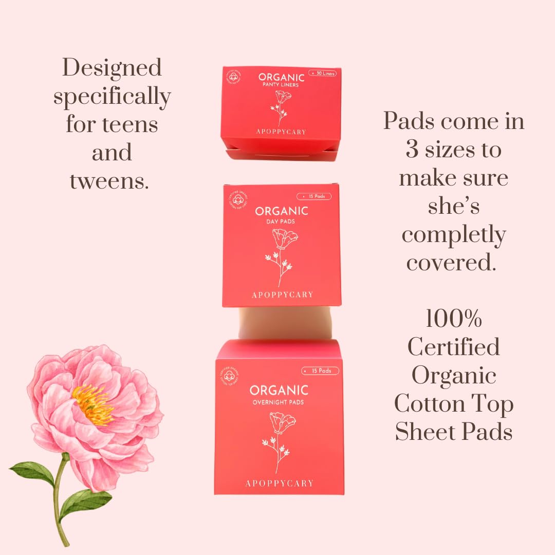 Organic 77 PC Period Kit Moon Box for Teens and Tweens - Organic Cotton Top Sheet Feminine Pads APOPPYCARY buy supplements canada