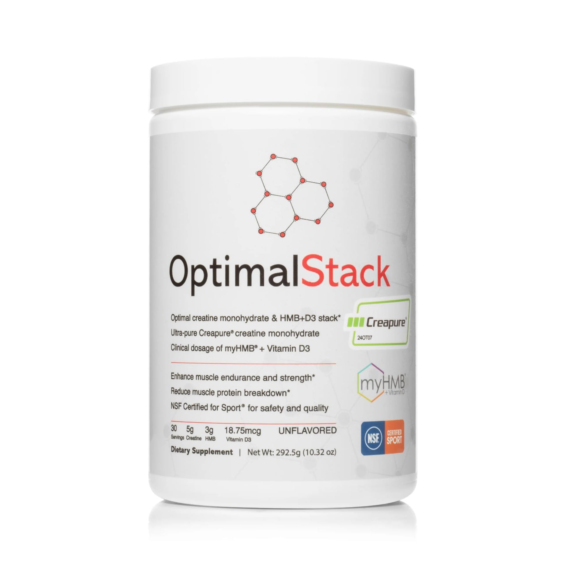 OptimalStack Creatine Monohydrate, HMB, & Vitamin D3 Stack | with Creapure Creatine, Clinical Dosage of myHMB, and Vitamin D3 | NSF for Sport Certified | Unflavored, 30 Servings OptimalAmino buy supplements canada