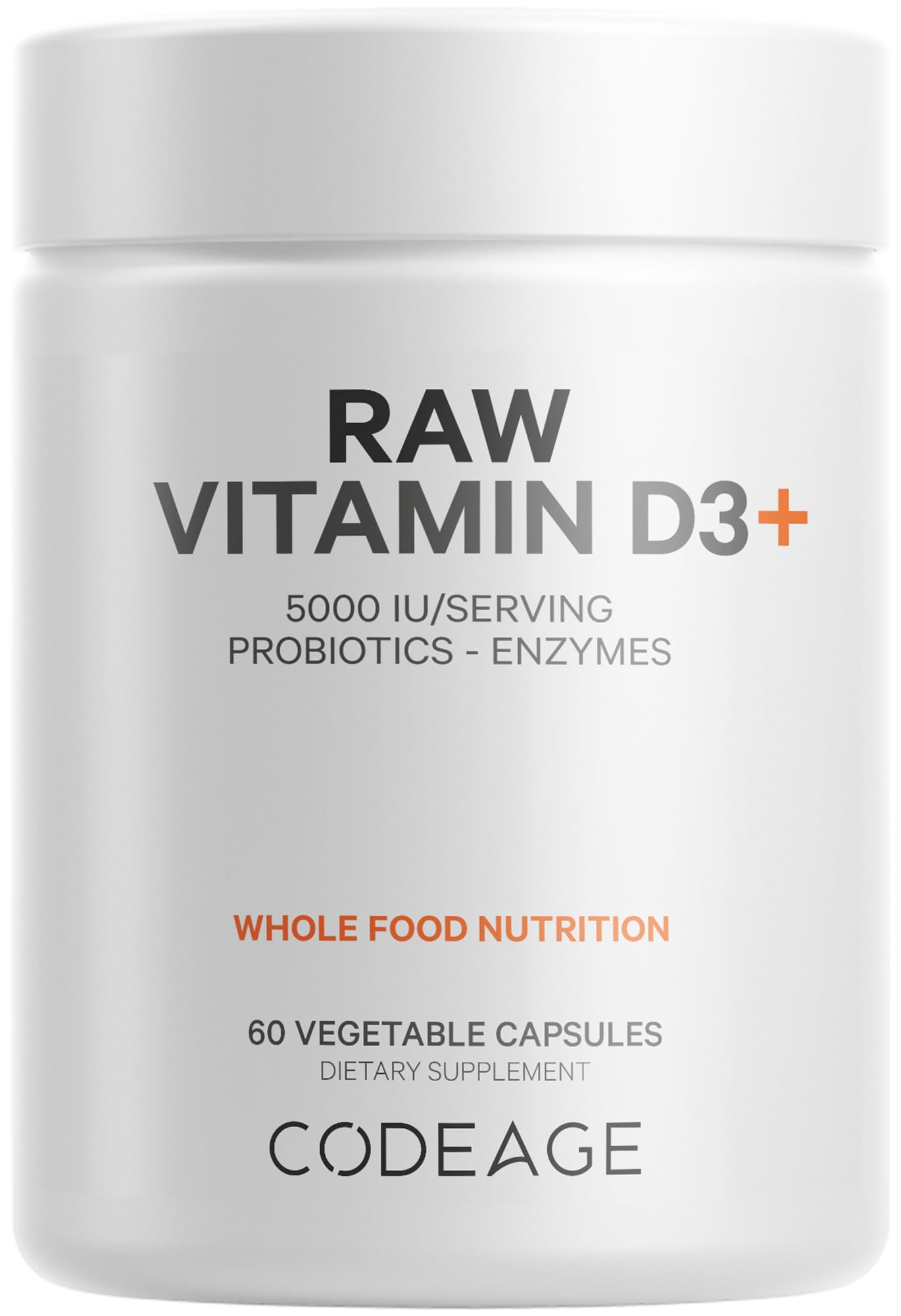 Codeage Raw Vitamin D3+ High Potency 5000 IU Supplement from Saccharomyces Cerevisiae - Raw Vitamin, Probiotics, Digestive Enzymes, Fruits & Greens - 2-Month Supply - 60 Capsules Codeage buy supplements canada