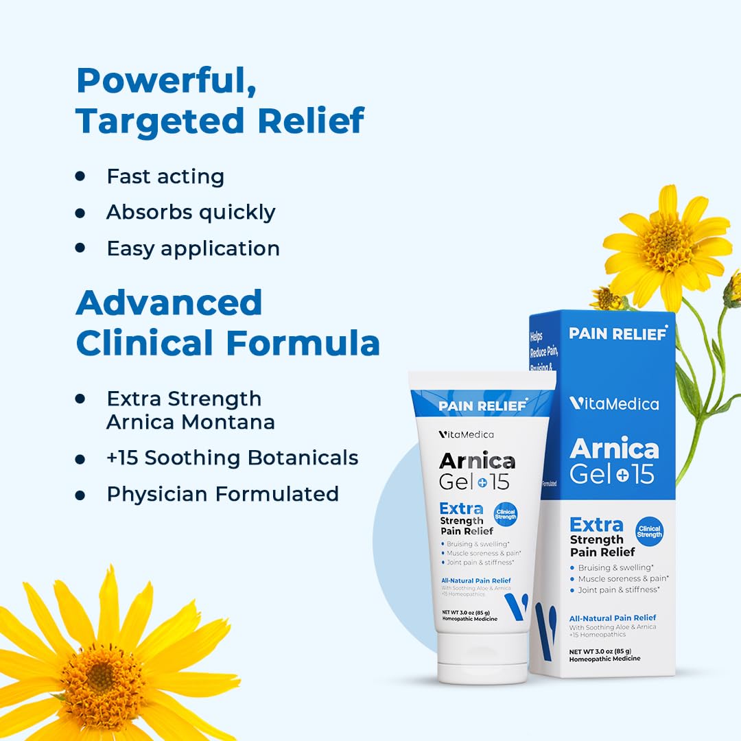 VitaMedica Arnica Gel Plus 15 Healing Plant Compounds, Extra Strength Formula for Bruising, All-Natural Plant-Based Topical Gel VitaMedica buy supplements canada