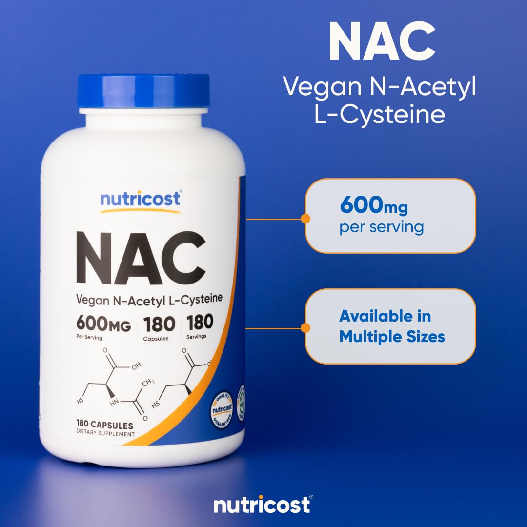 Nutricost N-Acetyl L-Cysteine (NAC) 600mg, 180 Capsules - Non-GMO, Gluten Free Nutricost buy supplements canada