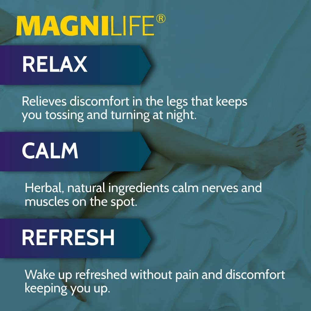 MagniLife Relaxing Leg Cream PM, 4 Oz, Homeopathic Nighttime Pain Reliever & Sleep Aid with Lavender & Magnesium, Non-Greasy Deep Penetrating Cream for Restless Legs & Discomfort MagniLife buy supplements canada