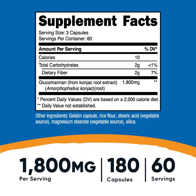Nutricost Glucomannan 1,800mg Per Serving, 180 Capsules - Natural Fiber Source Nutricost buy supplements canada