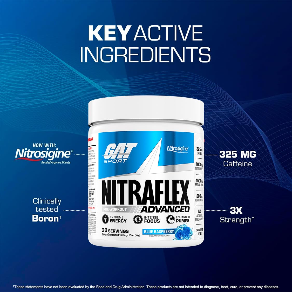 GAT SPORT Nitraflex Advanced Pre-Workout Powder, Increases Blood Flow, Boosts Strength and Energy, Improves Exercise Performance, (Blue Raspberry, 30 Servings) GAT SPORT buy supplements canada