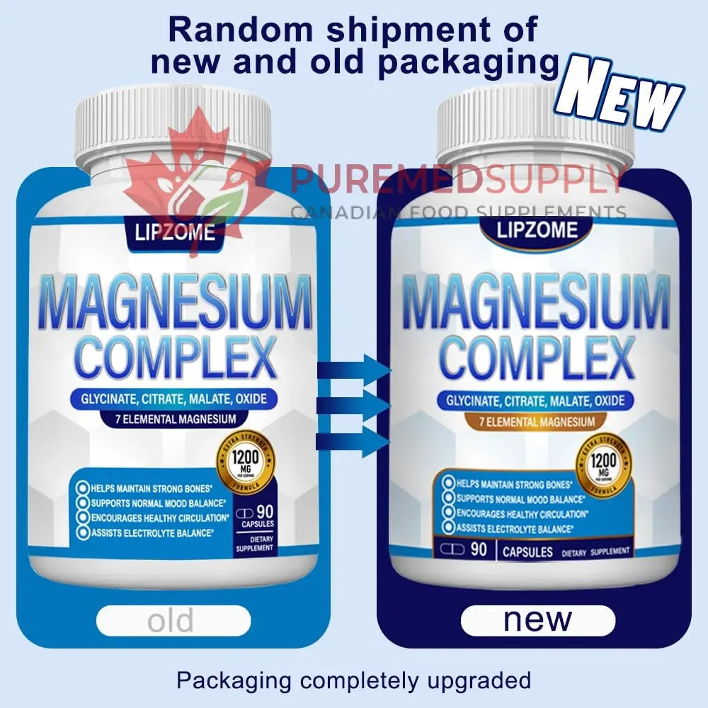 Magnesium Complex Supplement 1200mg - Advanced 7-in-1 Magnesium Blend - Glycinate, Citrate, Malate, Taurate, Oxide, Aspartate, Orotate – High Absorption Formula – Non-GMO, 90 Capsules Lipzome buy supplements canada