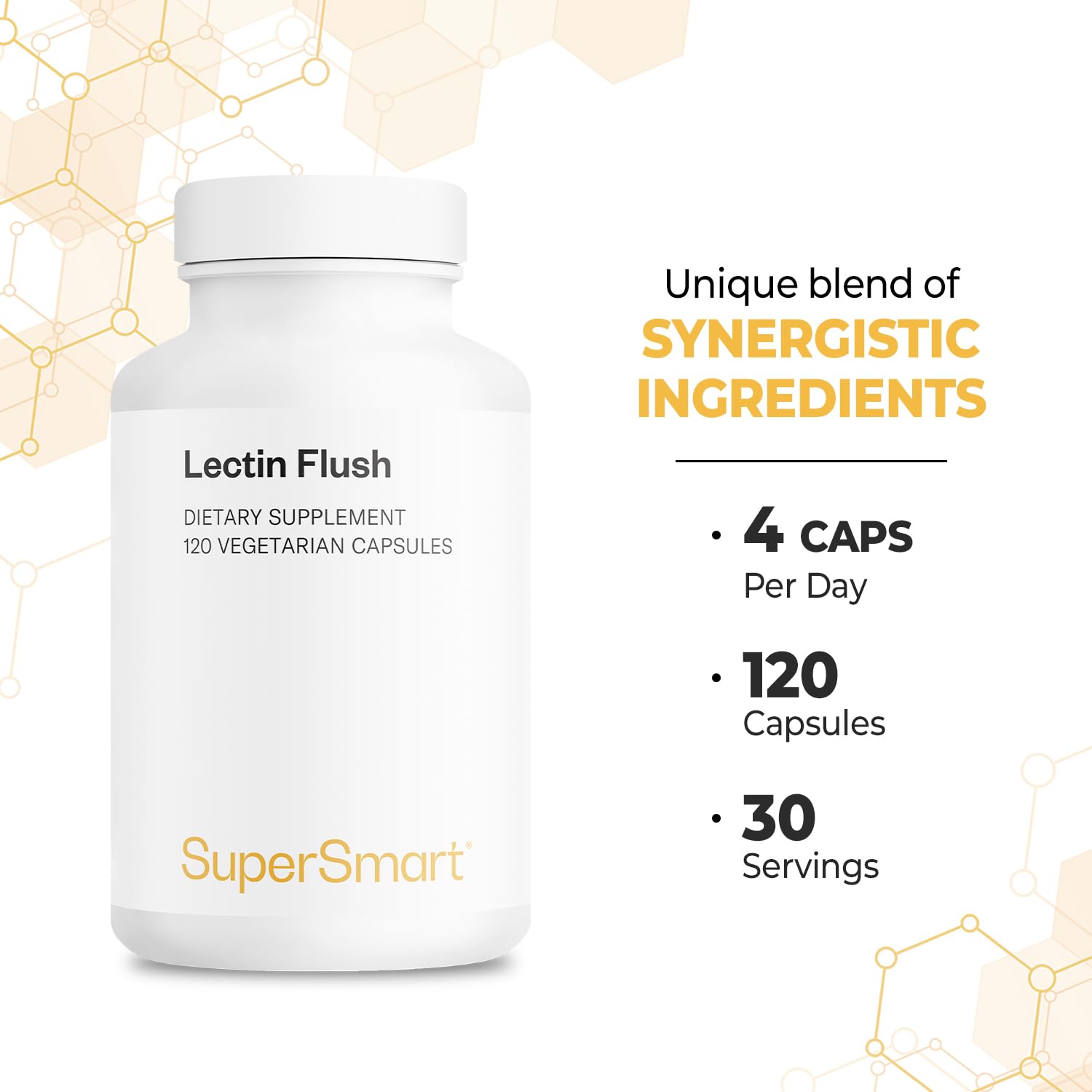 Supersmart - Lectin Flush - Lectin Blocker Shield Supplement - Digestive Support & Detox - Intolerances & Food Allergies - Intestinal Health | Non-GMO & Gluten Free - 120 Vegetarian Capsules Supersmart buy supplements canada