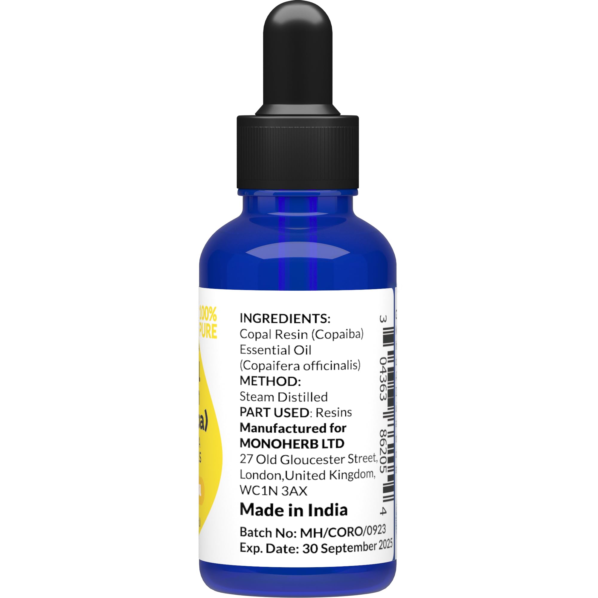 Copaiba - Copal Resin Essential Oil 15 ml - 0.5 oz - Pure & Natural - with Pipette Dropper MONOHERB buy supplements canada