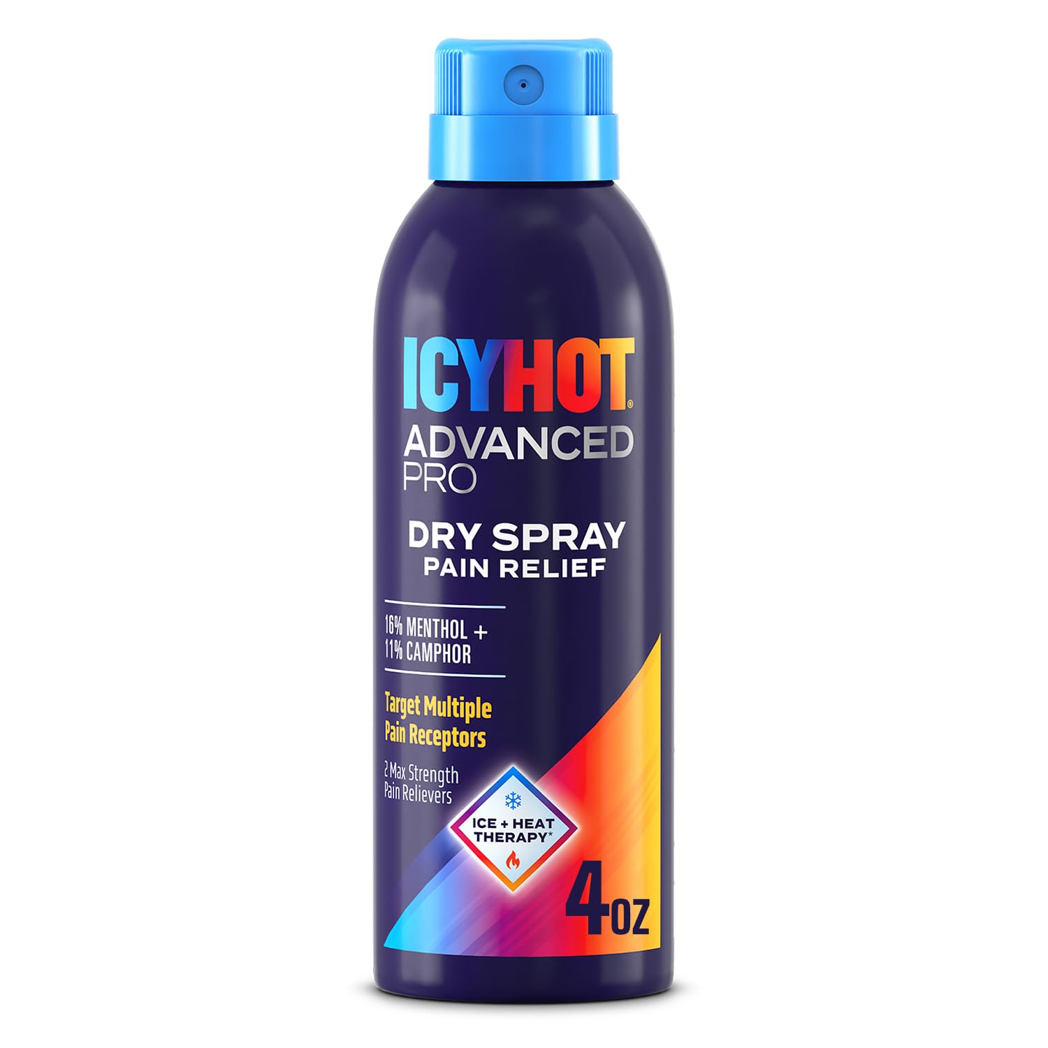 Icy Hot Advanced PRO Pain Relief Dry Spray, Fast-Acting and Quick-Drying Formula, Max Strength Pain Relief with Menthol 16% and Camphor 11% for Backaches, Joints, Muscle Strains and Arthritis, 4 oz Icy Hot buy supplements canada