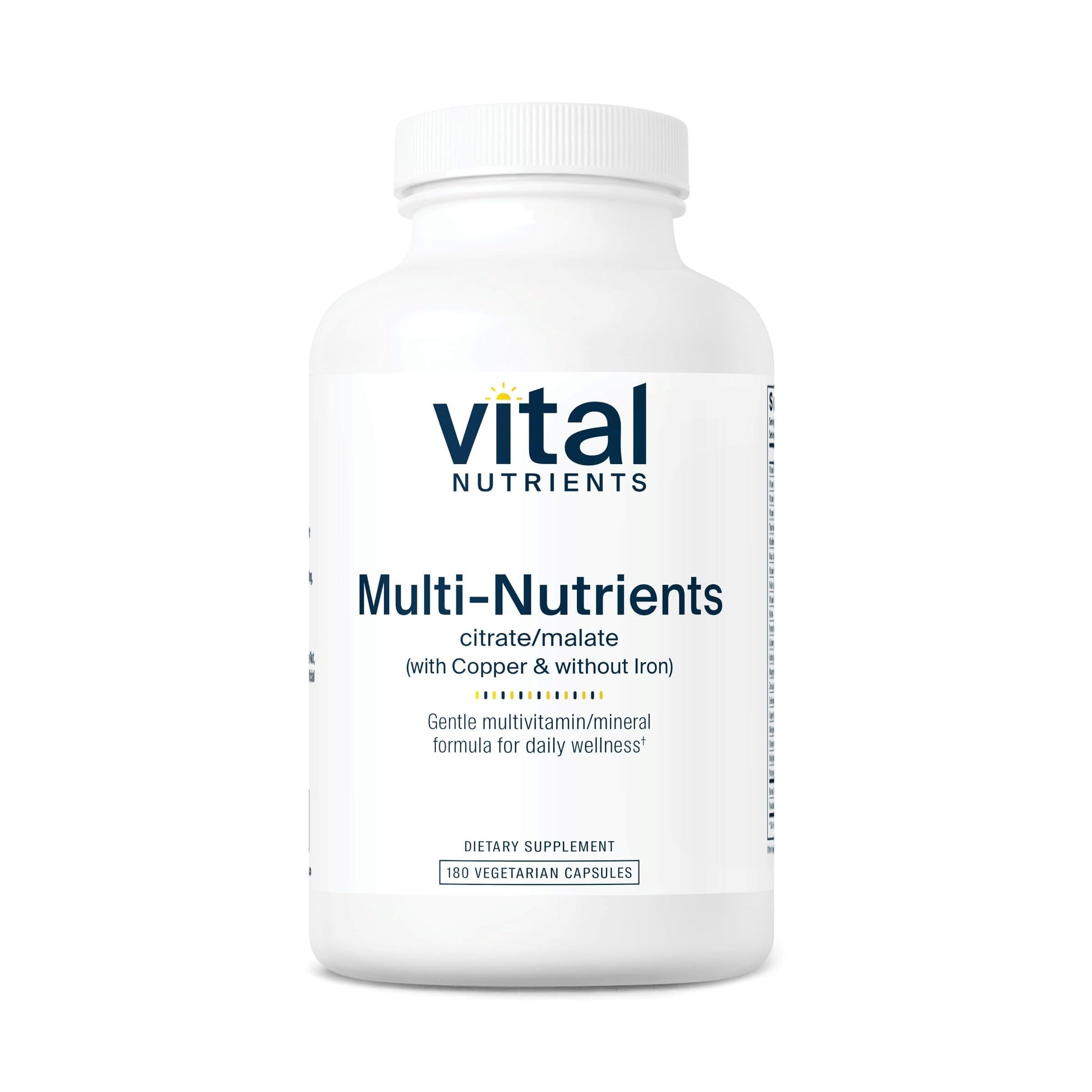 Vital Nutrients - Multi-Nutrients 2 - Citrate/Malate Formula (with Copper and Without Iron) - Multi-Vitamin/Mineral, Potent Antioxidants, Gentle Bioavailable Form - 180 Vegetarian Capsules per Bottle Vital Nutrients buy supplements canada
