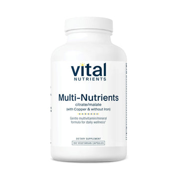 Vital Nutrients - Multi-Nutrients 2 - Citrate/Malate Formula (with Copper and Without Iron) - Multi-Vitamin/Mineral, Potent Antioxidants, Gentle Bioavailable Form - 180 Vegetarian Capsules per Bottle Vital Nutrients buy supplements canada
