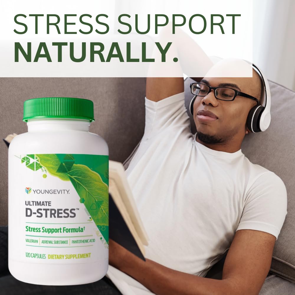 Youngevity Ultimate D-Stress™ – Natural Stress Relief Supplement with Magnesium, Valerian Root Extract, and B Vitamins – Supports Adrenal Health and Nervous System – 120 Capsules (Pack of 1) Youngevity buy supplements canada