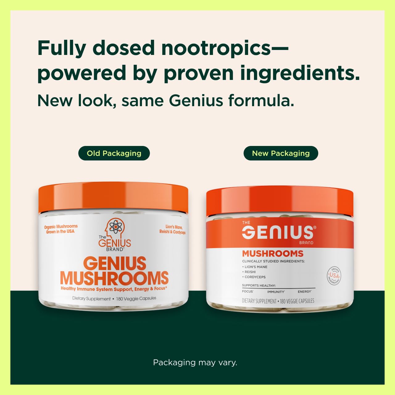 Genius Mushroom Supplement - Full-Spectrum Lion’s Mane, Cordyceps, Reishi -Daily Brain Nootropic for Energy, Focus, Memory & Overall Wellness - 180 Capsules – Organic for Mental Clarity & Performance The Genius Brand buy supplements canada