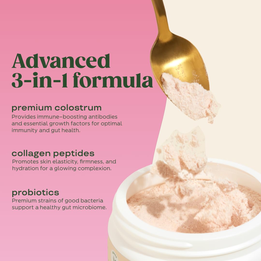 Bloom Nutrition Bovine Colostrum Powder with Vitamin B-12 for Gut Health, Immune Support, Hair Growth & Beauty Supplement | Strawberry, 25 Servings Bloom Nutrition buy supplements canada