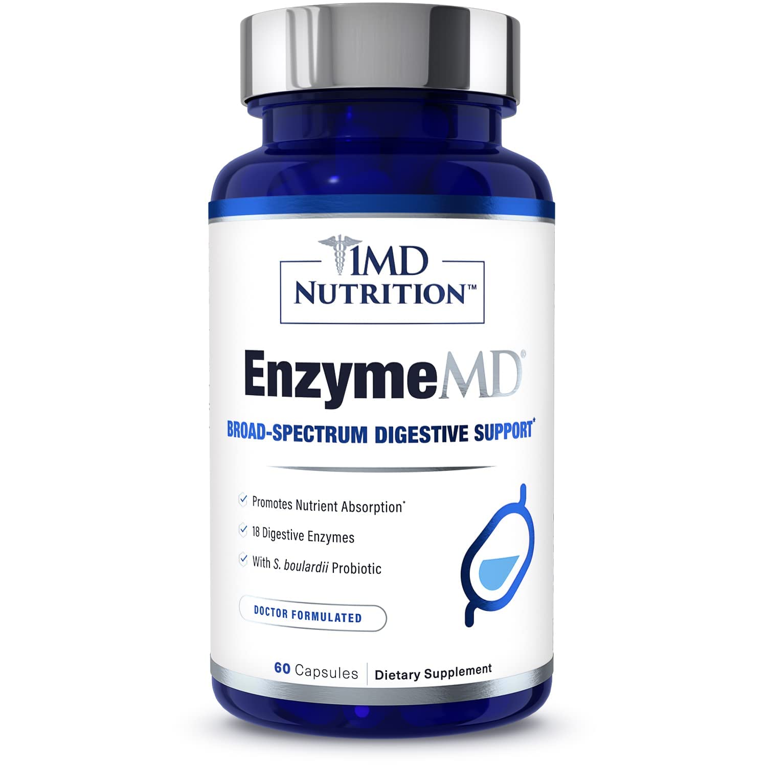 1MD Nutrition EnzymeMD - Digestive Enzymes Supplement - Doctor Formulated | 18 Plant-Based Enzymes - Gas & Bloating Support | 60 Capsules 1MD Nutrition buy supplements canada