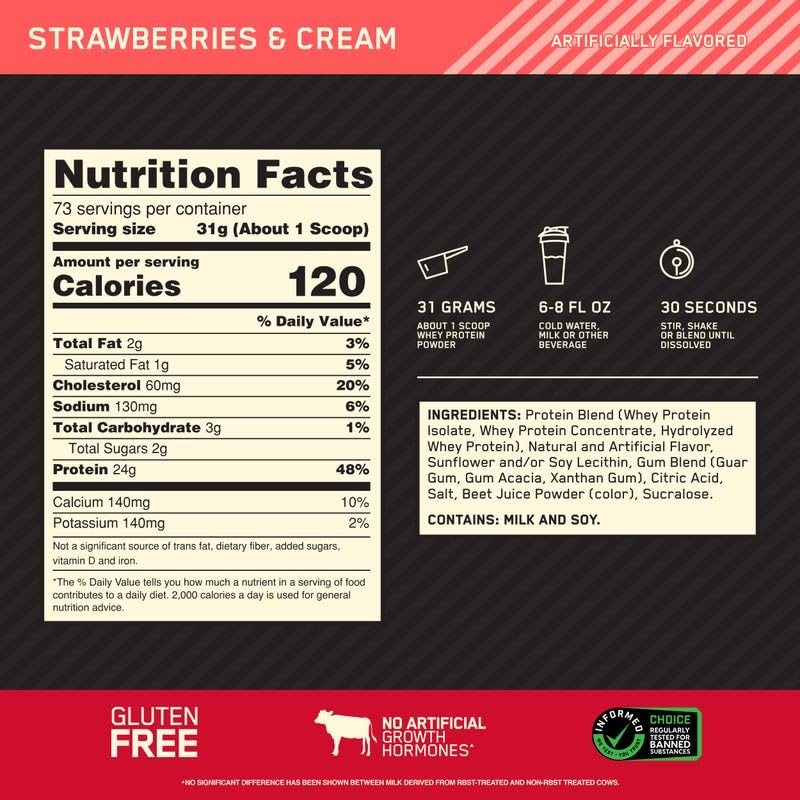 Optimum Nutrition Gold Standard 100% Whey Protein Powder, Strawberries & Cream Optimum Nutrition buy supplements canada