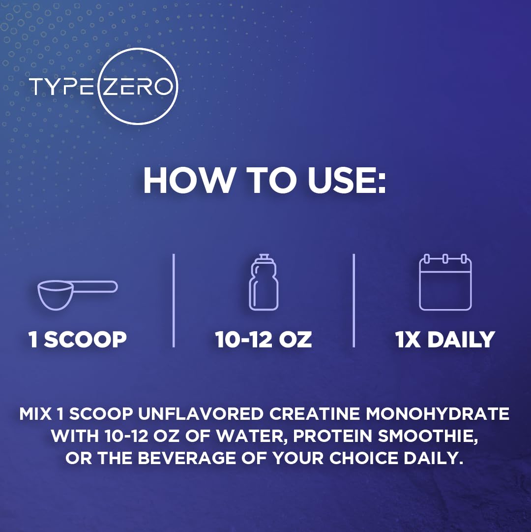Type Zero Creatine Monohydrate (Unflavored) 1 KG, 5000mg (5g) Per Serving, Micronized, Zero Sugar, Keto Friendly & Gluten Free, 200 Servings Type Zero buy supplements canada
